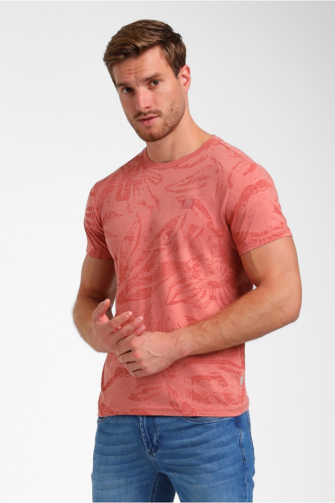 ALLOVER PRINT T SHIRT 155911 SUNSET RED
